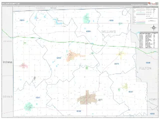 Williams County, OH Classic style ZIP Code wall map