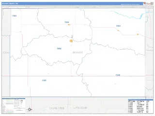 Beaver County, OK Business Reference style ZIP Code wall map