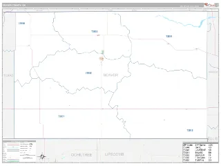 Beaver County, OK Classic style ZIP Code wall map