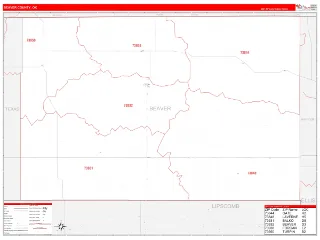 Beaver County, OK RedLine style ZIP Code wall map