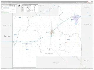 Beckham County, OK Classic style ZIP Code wall map