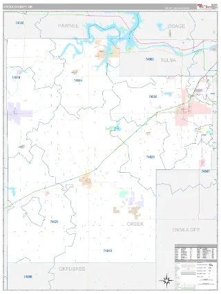 Creek County, OK Classic style ZIP Code wall map