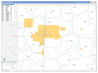 Garfield County, OK Business Reference style ZIP Code wall map