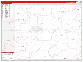 Garfield County, OK RedLine style ZIP Code wall map