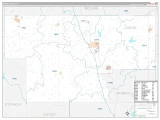 Garvin County, OK Classic style ZIP Code wall map