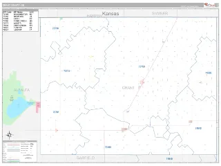 Grant County, OK Classic style ZIP Code wall map