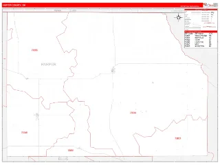 Harper County, OK RedLine style ZIP Code wall map