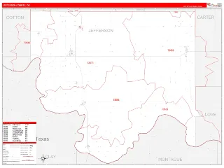Jefferson County, OK RedLine style ZIP Code wall map