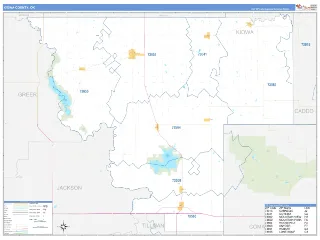 Kiowa County, OK Business Reference style ZIP Code wall map
