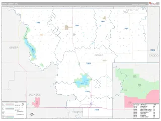Kiowa County, OK Classic style ZIP Code wall map