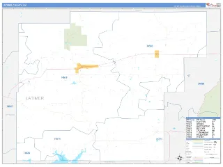 Latimer County, OK Business Reference style ZIP Code wall map