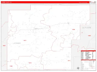 Latimer County, OK RedLine style ZIP Code wall map