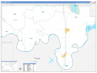Love County, OK Business Reference style ZIP Code wall map