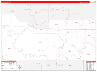 Major County, OK RedLine style ZIP Code wall map