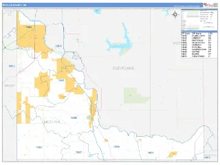 McClain County, OK Business Reference style ZIP Code wall map