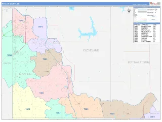 McClain County, OK ColorCast style ZIP Code wall map