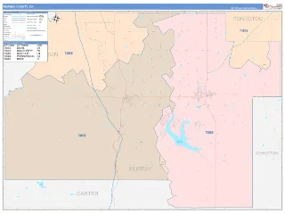 Murray County, OK ColorCast style ZIP Code wall map
