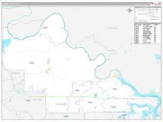 Pawnee County, OK Classic style ZIP Code wall map