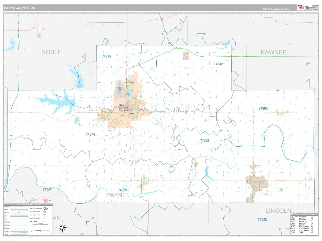 Payne County, OK ZIP Code Wall Map, Classic style