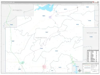 Pushmataha County, OK Classic style ZIP Code wall map
