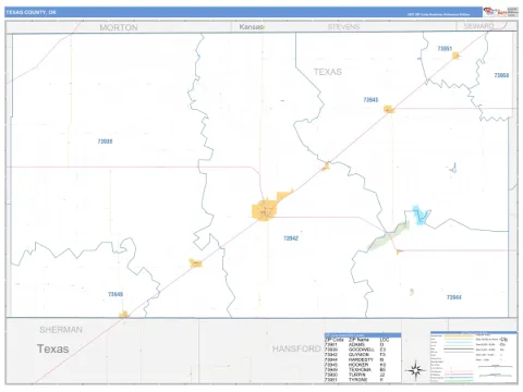 Texas County, OK map