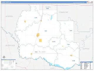 Tillman County, OK Business Reference style ZIP Code wall map