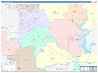 Wagoner County, OK ColorCast style ZIP Code wall map