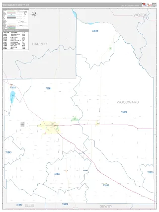 Woodward County, OK Classic style ZIP Code wall map