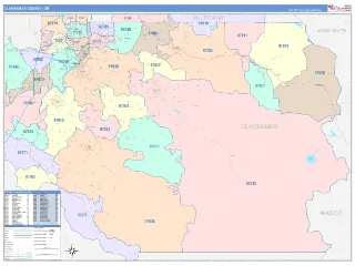 Clackamas County, OR ColorCast style ZIP Code wall map
