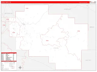 Crook County, OR RedLine style ZIP Code wall map