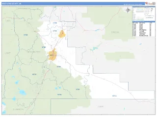Deschutes County, OR Business Reference style ZIP Code wall map