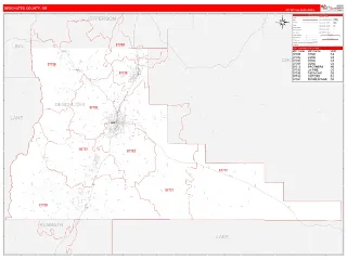 Deschutes County, OR RedLine style ZIP Code wall map