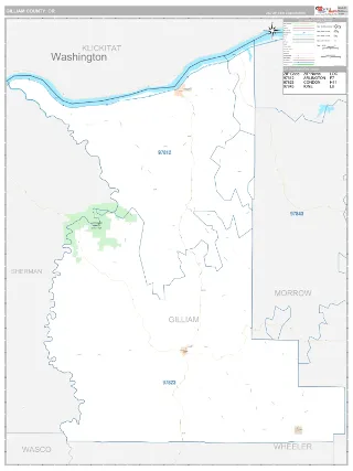 Gilliam County, OR Classic style ZIP Code wall map