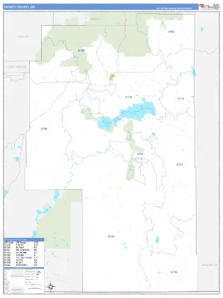 Harney County, OR Business Reference style ZIP Code wall map