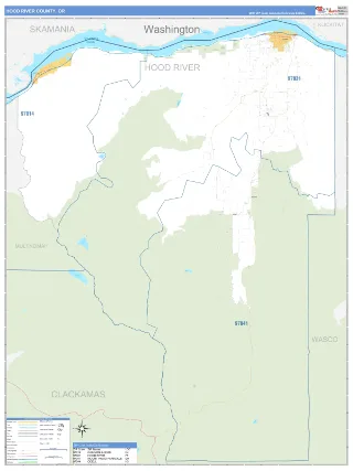 Hood River County, OR Business Reference style ZIP Code wall map