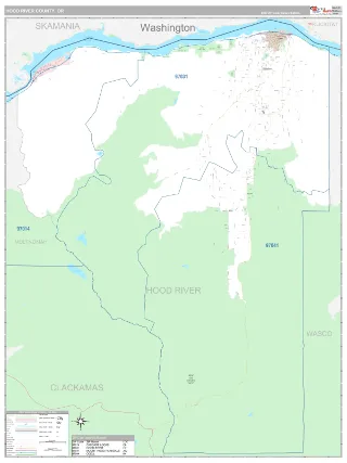 Hood River County, OR Classic style ZIP Code wall map