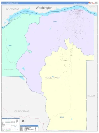 Hood River County, OR ColorCast style ZIP Code wall map