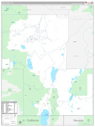 Lake County, OR Classic style ZIP Code wall map
