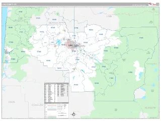 Lane County, OR Classic style ZIP Code wall map