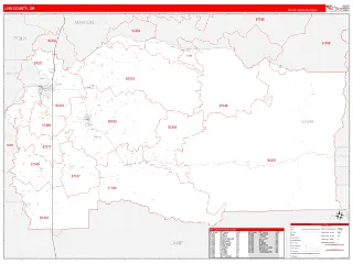 Linn County, OR RedLine style ZIP Code wall map