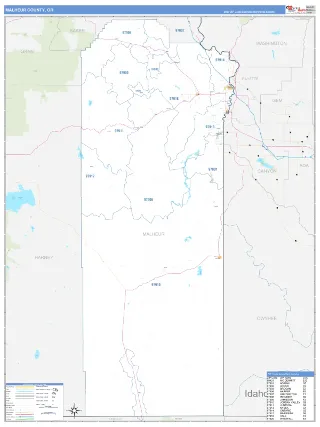 Malheur County, OR Business Reference style ZIP Code wall map