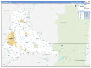 Marion County, OR Business Reference style ZIP Code wall map