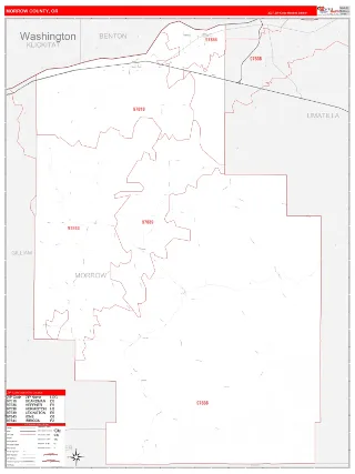 Morrow County, OR RedLine style ZIP Code wall map