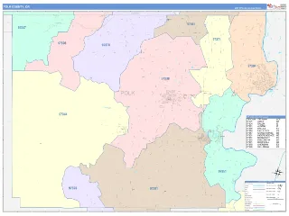 Polk County, OR ColorCast style ZIP Code wall map