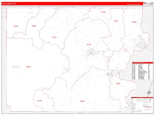 Polk County, OR RedLine style ZIP Code wall map