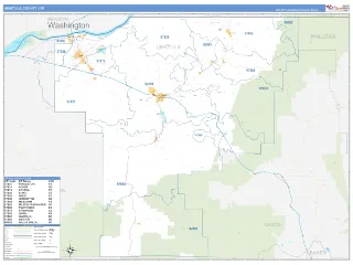 Umatilla County, OR Business Reference style ZIP Code wall map