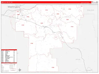 Umatilla County, OR RedLine style ZIP Code wall map