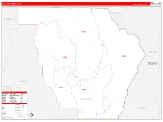 Wallowa County, OR RedLine style ZIP Code wall map