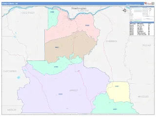 Wasco County, OR ColorCast style ZIP Code wall map