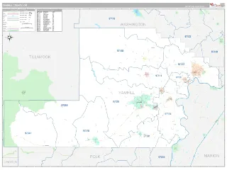 Yamhill County, OR Classic style ZIP Code wall map